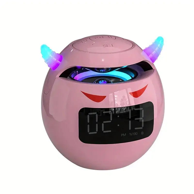 Pink Little Devil Mini BT Speaker Clock with Subwoofer