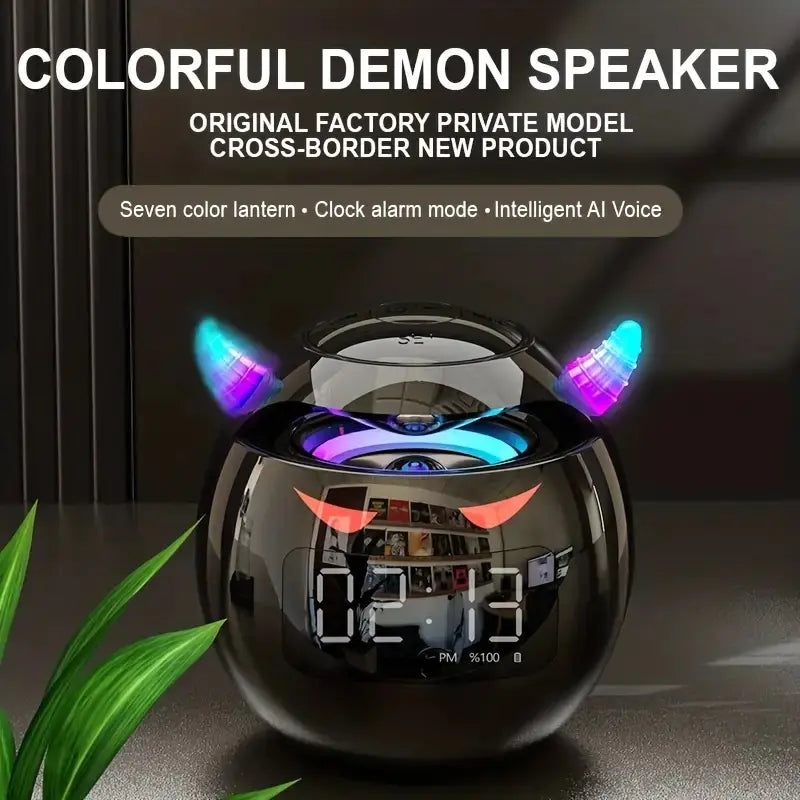 Pink Little Devil Mini BT Speaker Clock with Subwoofer