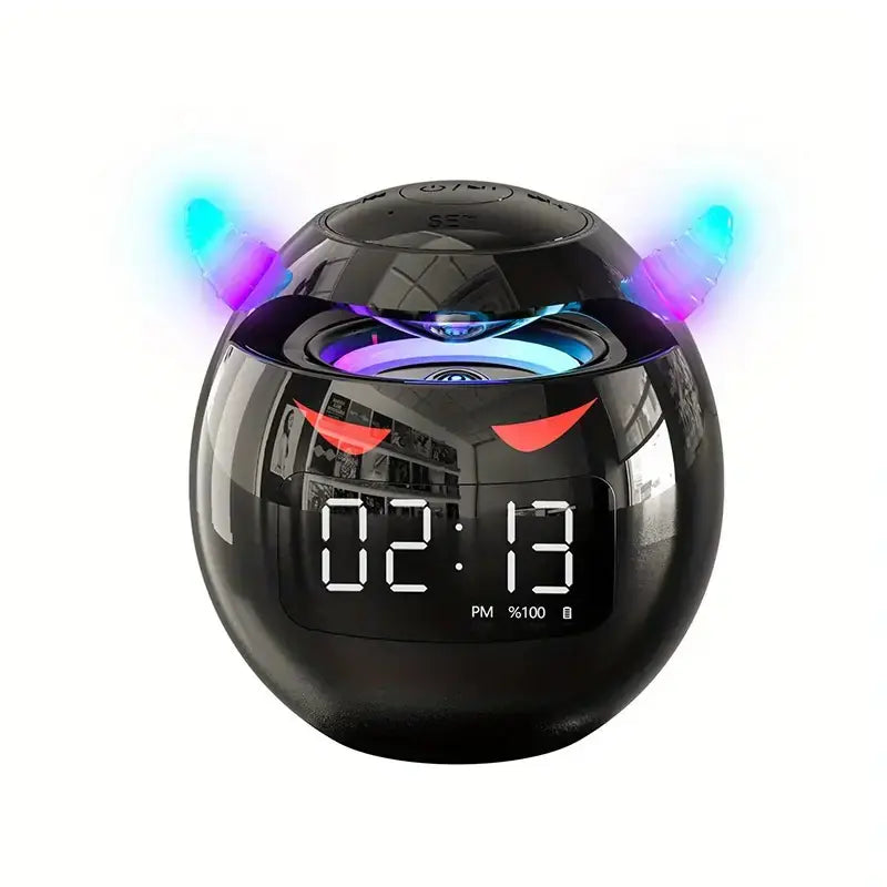 Pink Little Devil Mini BT Speaker Clock with Subwoofer